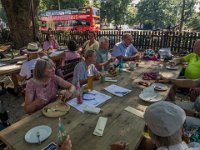 Rast im Spatzl-Biergarten  Rast im Spatzl-Biergarten : 2020.45 Jahre, Deutschland, Europa, Europe, Germany, Heidemarie Osterbuhr geb. Lampsat, Klassentreffen, Münster, Nordrhein-Westfalen