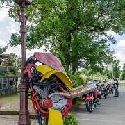 Pause im Restaurant Luginsland am Schleizer Dreieck : !Moped-Touren, 2017.4-Laender, 2017.4-Länder, Deutschland, Europa, Europe, Germany, Max-Planck-Schule, Moped-Touren, Schleiz, Thüringen, Ulrich Kossack