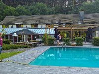 Swimmingpool vom Le Val d'Arimont am Morgen : 2018.Ardennen, Belgien, Europa, Europe, MRD, Malmedy, Wallonie